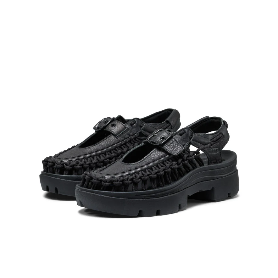 All Gender UNEEK PLT Mary Jane Sneaker  |  Black Smooth Lea - Image 2
