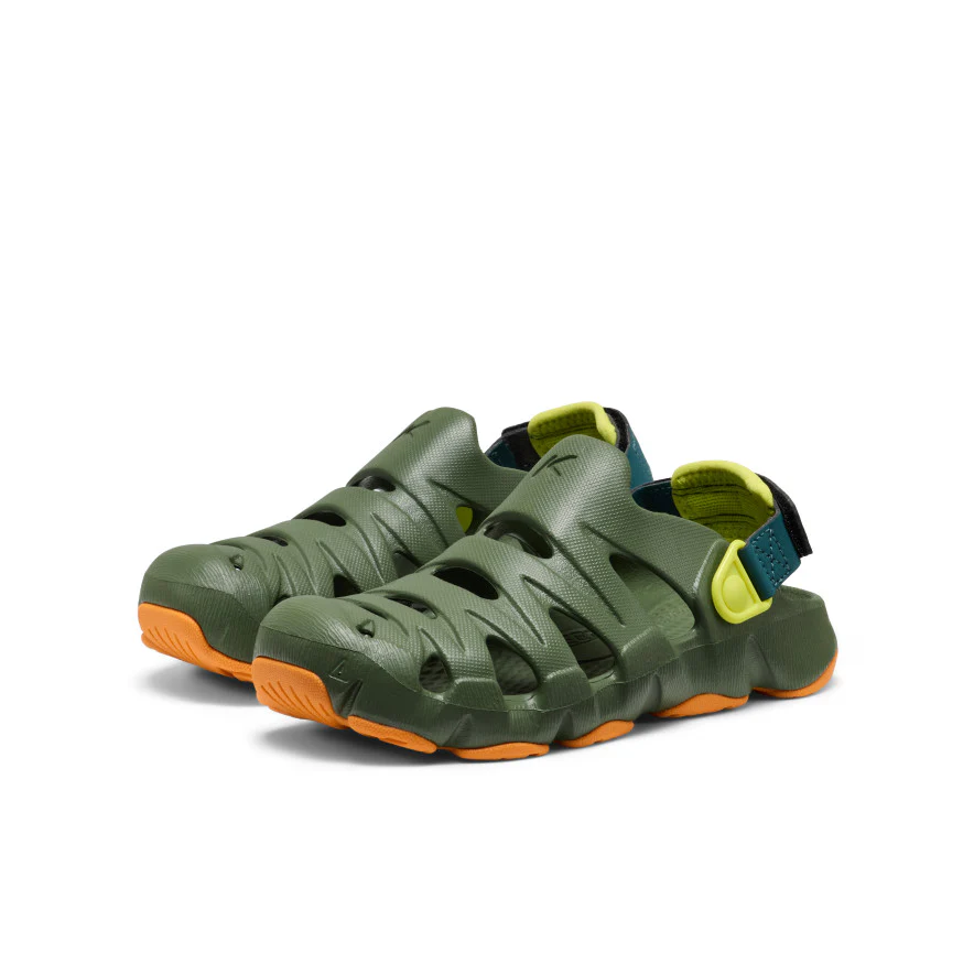 Big Kids' HyperFLT Clog  |  Bronze Green/Orange Peel - Image 2