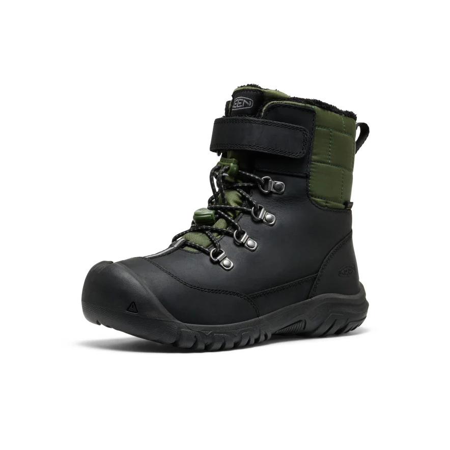 Big Kids' Kanibou Waterproof Winter Boot  |  Black/Bronze Green - Image 3