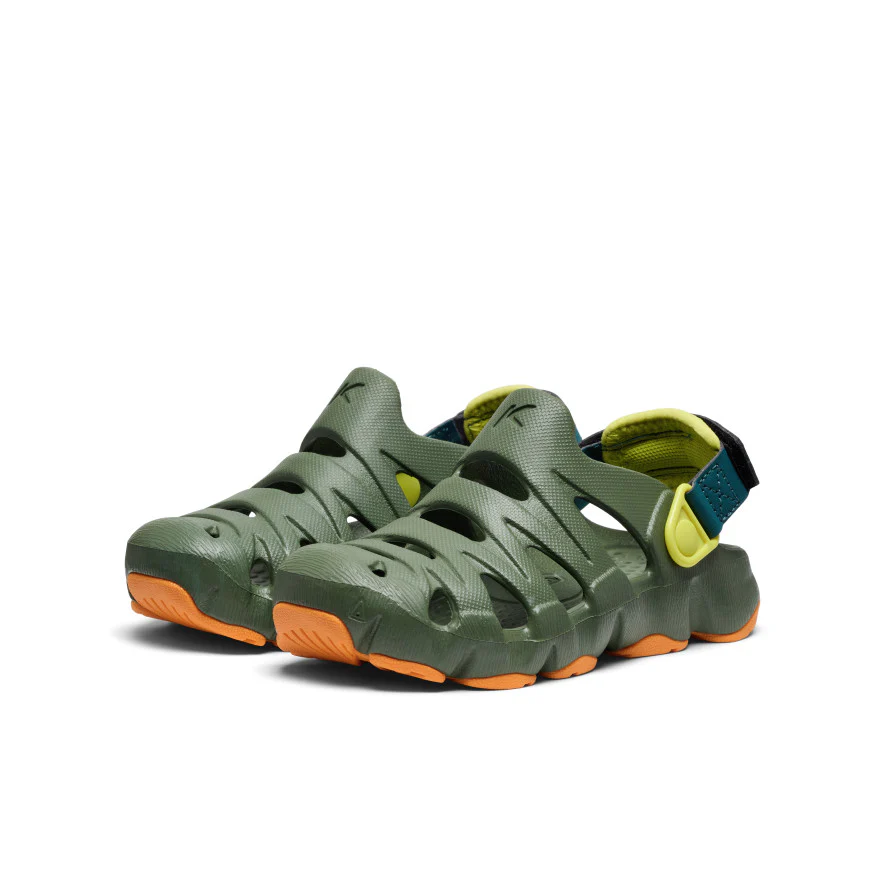Little Kids' HyperFLT Clog  |  Bronze Green/Orange Peel - Image 2