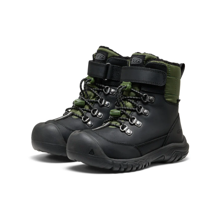 Little Kids' Kanibou Waterproof Winter Boot  |  Black/Bronze Green - Image 2