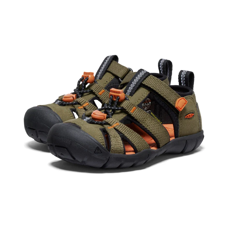 Little Kids' Seacamp II CNX  |  Dark Olive/Gold Flame - Image 2