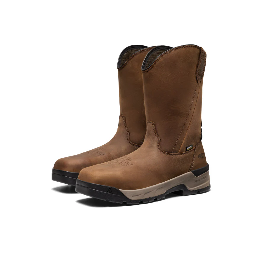 Men's Flatland Pull-On Waterproof Work Boot (Carbon Toe)  |  Bison/Black - Image 2