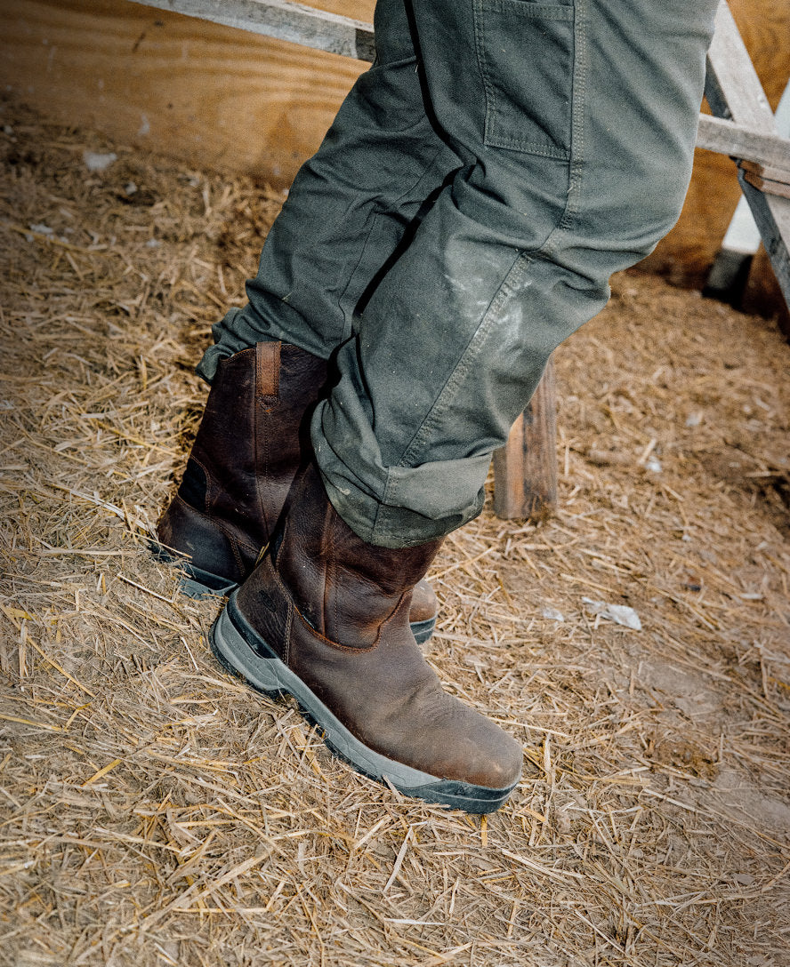 Men's Flatland Pull-On Waterproof Work Boot (Carbon Toe)  |  Bison/Black - Image 9