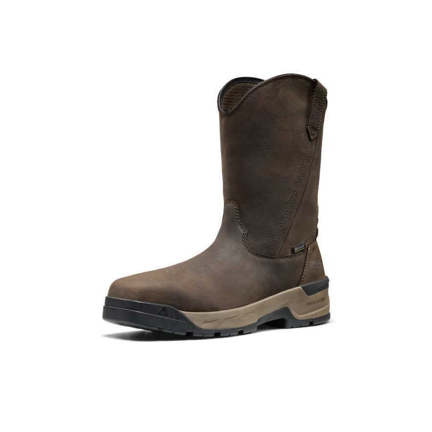Men's Flatland Pull-On Waterproof Work Boot (Carbon Toe)  |  Dark Brown/Black - Image 3