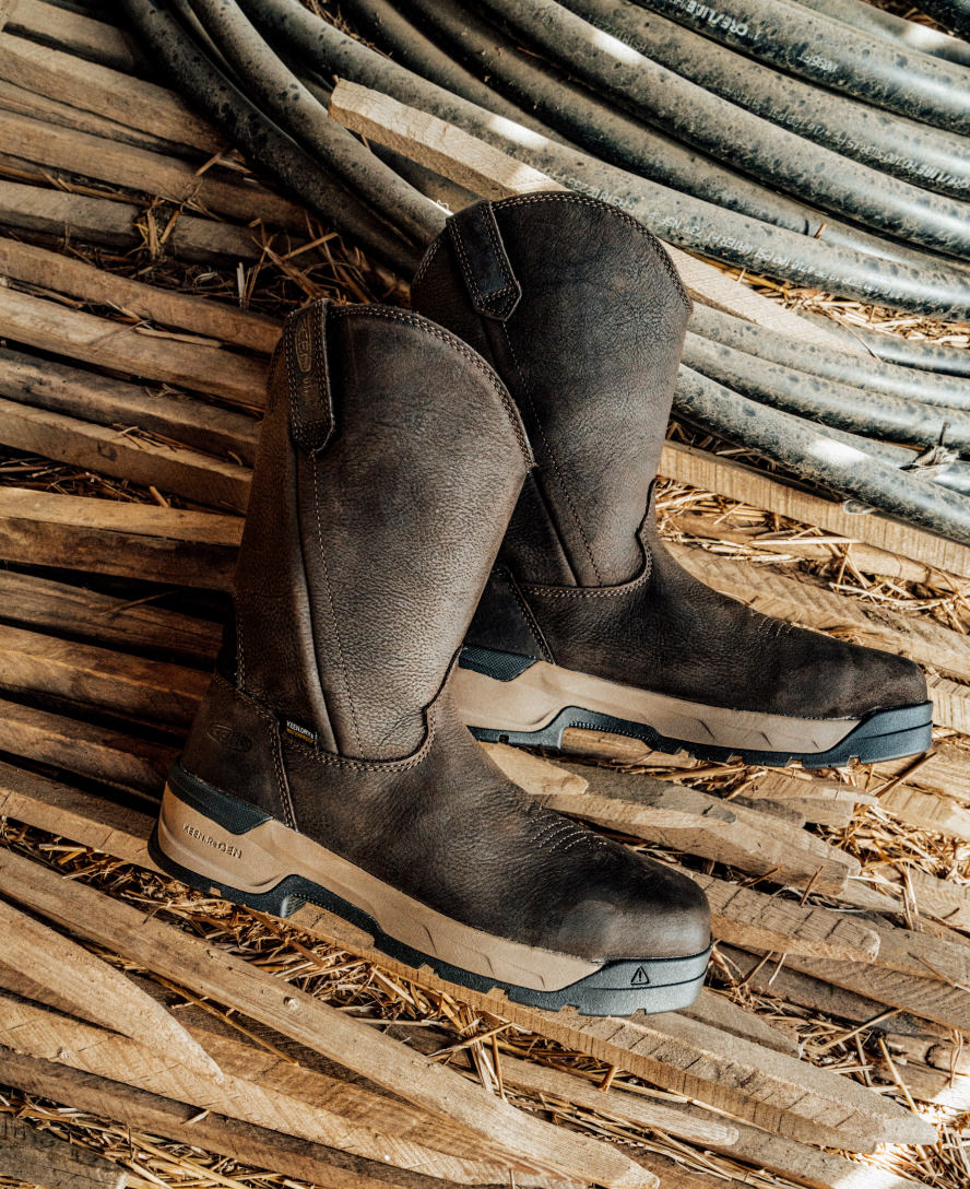 Men's Flatland Pull-On Waterproof Work Boot (Carbon Toe)  |  Dark Brown/Black - Image 9