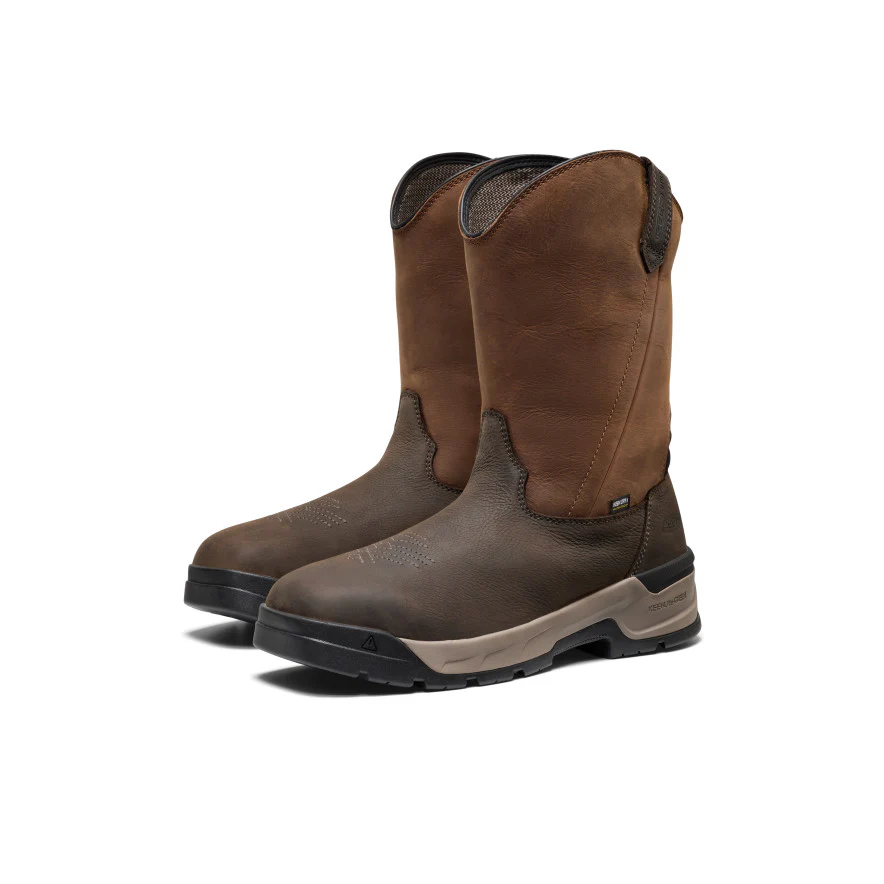 Men's Flatland Pull-On Waterproof Work Boot (Soft Toe)  |  Bison/Black - Image 2