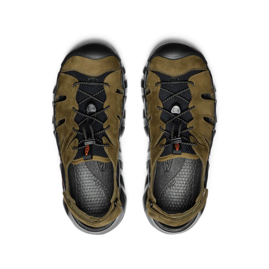 Men's Hyperport Fisherman Leather Sandal  |  Dark Olive/Black - Image 4