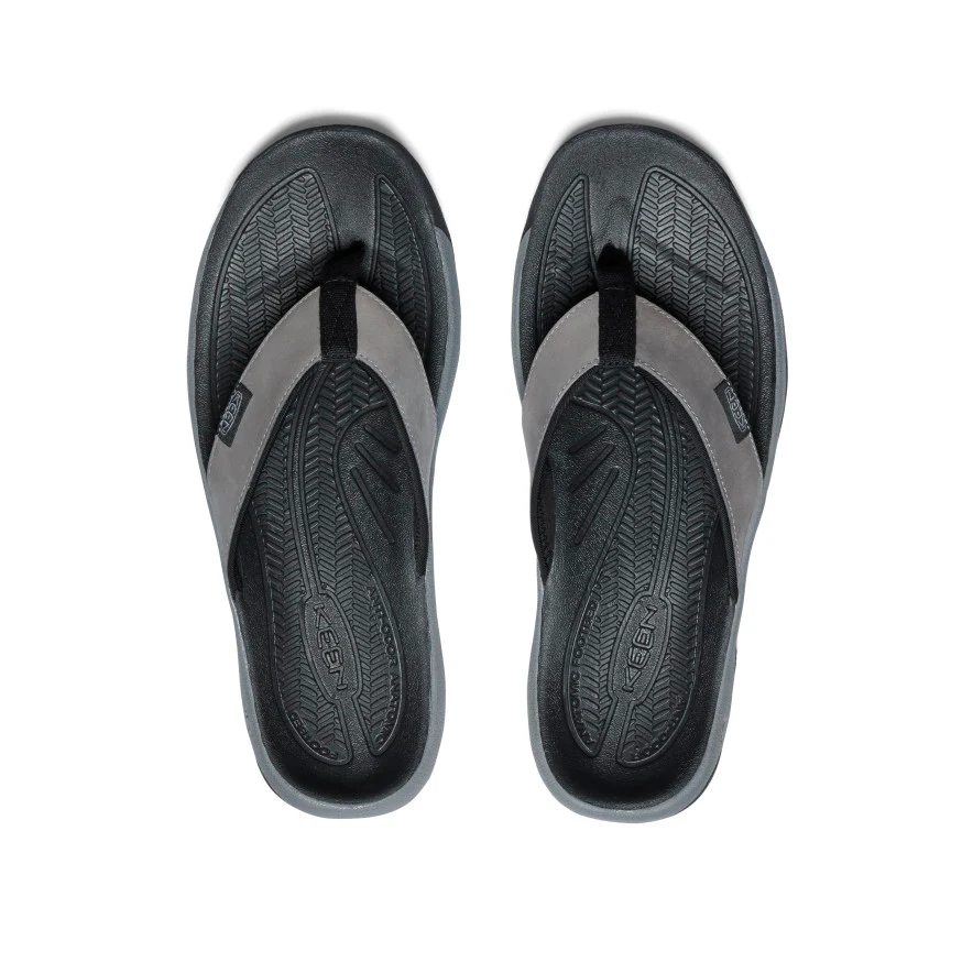 Men's Kona Leather Flip-Flop  |  Steel Grey/Black - Image 4