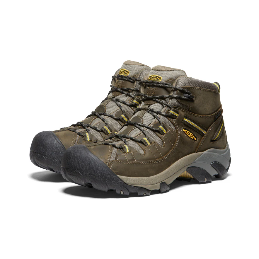 Men's Targhee II Mid Waterproof Hiking Boots  |  Black Olive/Yellow - Image 2
