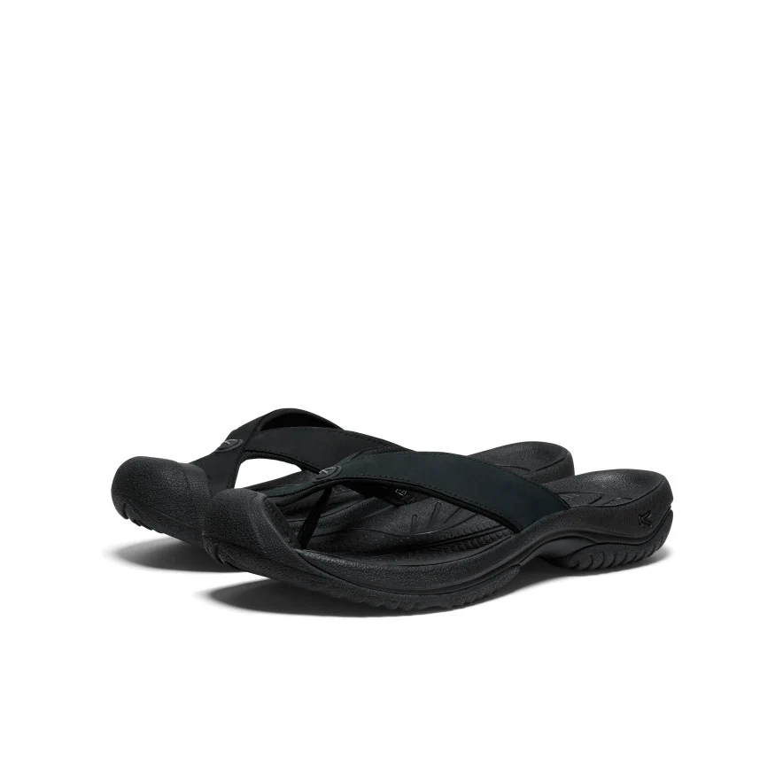 Men's Waimea Leather Flip-Flop  |  Black/Black - Image 2