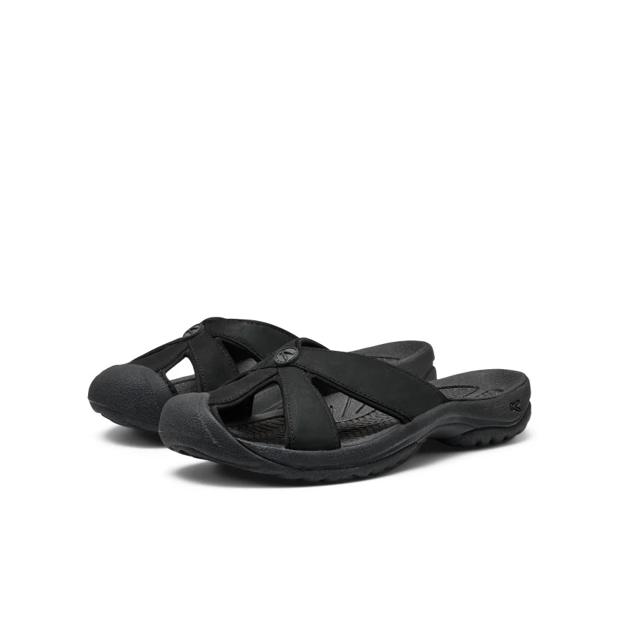 Women's Bali Leather Slide Sandal  |  Black/Black - Image 2