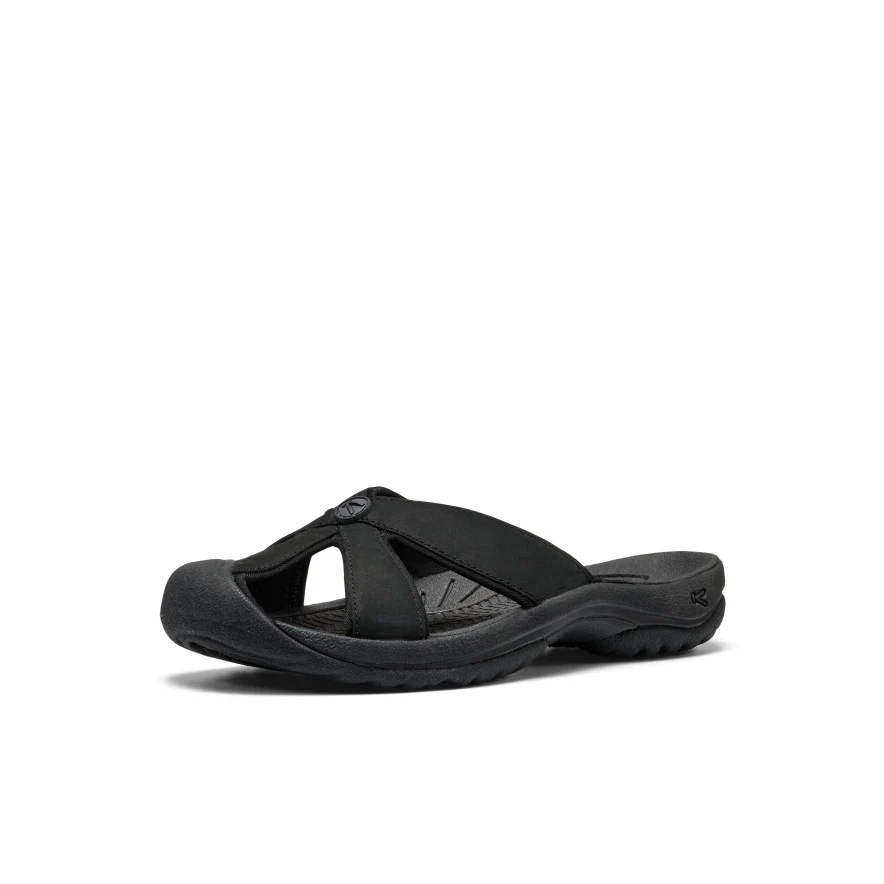 Women's Bali Leather Slide Sandal  |  Black/Black - Image 3