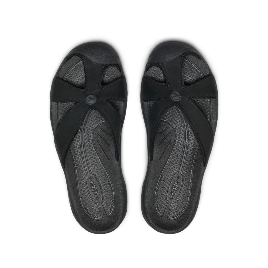 Women's Bali Leather Slide Sandal  |  Black/Black - Image 4