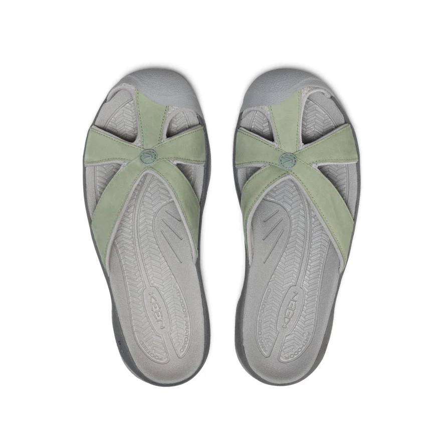 Women's Bali Leather Slide Sandal  |  Lily Pad/Steel Grey - Image 4