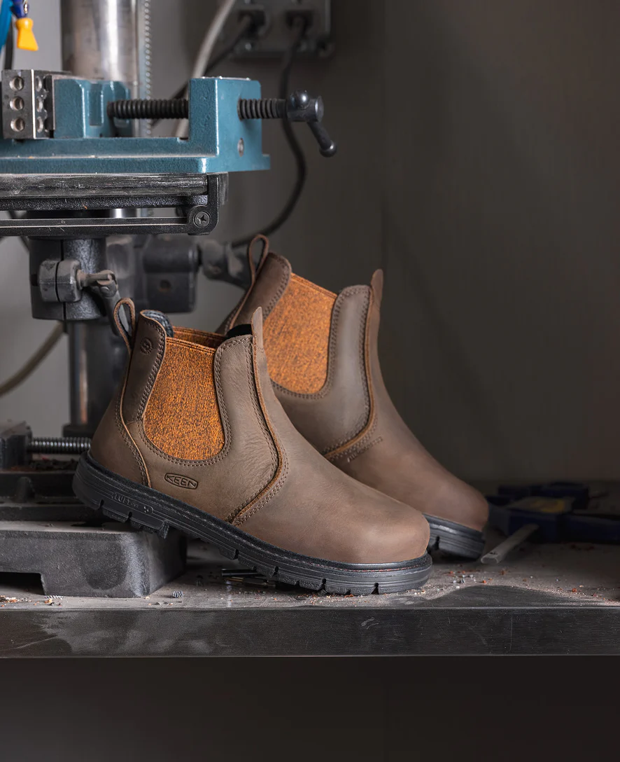 Women's San Jose Chelsea 90° Heel Boot (Aluminum Toe)  |  Cascade Brown/Black - Image 9