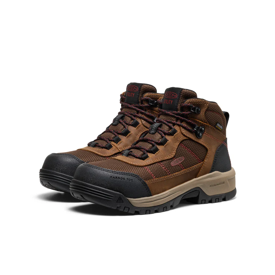 Women's Skokie Waterproof Work Boot (Carbon Toe)  |  Bison/Black - Image 2